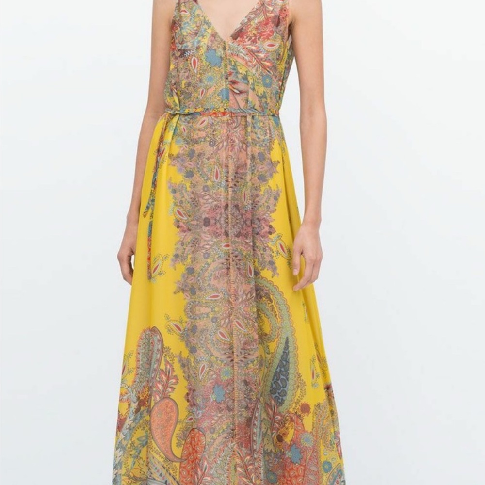 Zara Yellow Gold Maxi Sleeveless Dress